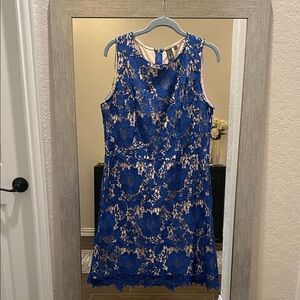 Elegant Blue Lace Midi Dress